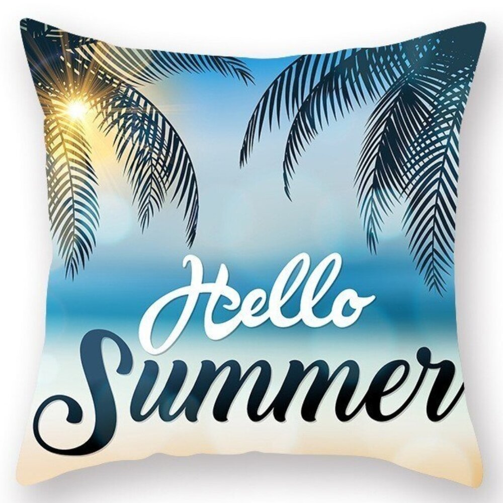 Hello Summer Tropical Pillow Cover